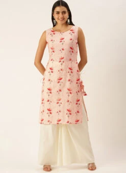 Peach N Off White Kurta Palazzo Set After Six Wear Festive Wear 10 Peach N Off White Kurta Palazzo Set After Six Wear Festive Wear -Indo Clothing Shop Peach N Off White Kurta Palazzo Set KSBS02111092 u