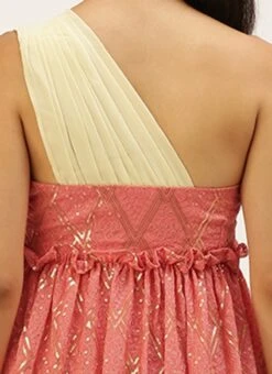 Peach N White Embroidered Tiered Maxi Dress Festive Wear -Indo Clothing Shop Peach N White Embroidered Tiered Maxi Dress DRBS02206302 rrc2