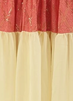 Peach N White Embroidered Tiered Maxi Dress Festive Wear -Indo Clothing Shop Peach N White Embroidered Tiered Maxi Dress DRBS02206302 rrc4