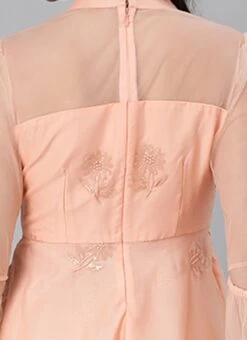 Peach Organza Embroidered Midi Dress After Six Wear -Indo Clothing Shop Peach Organza Embroidered Midi Dress DRBS02205053 rrc2