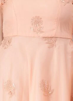 Peach Organza Embroidered Midi Dress After Six Wear -Indo Clothing Shop Peach Organza Embroidered Midi Dress DRBS02205053 rrc3