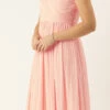 Peach Pleated Georgette Gown N Embroidered Jacket Party Wear