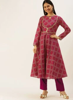 Pink Art Silk Digital Fabric Kruta Set Festive Wear -Indo Clothing Shop Pink Art Silk Digital Fabric Kruta Set KSBS02205906 u