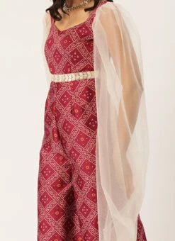 Pink Art Silk Digital Printed Jumpsuit Party Wear