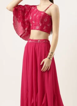 Skirt From Pink Art Silk Foil Printed Skirt Set After Six Wear