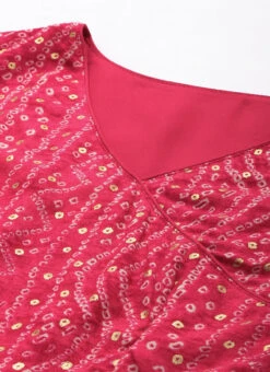 Pink Bandhani Printed Angarkha Gown Festive Wear -Indo Clothing Shop Pink Bandhani Printed Angarkha Gown IWBS02302256 rrc1