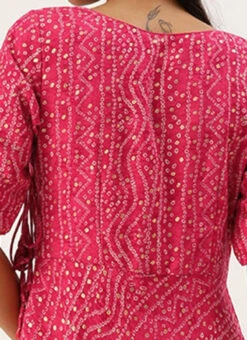 Pink Bandhani Printed Angarkha Gown Festive Wear -Indo Clothing Shop Pink Bandhani Printed Angarkha Gown IWBS02302256 rrc2
