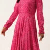 Dupatta From Pink Bandhani Printed Rayon Gown With Dupatta Set After Six Wear
