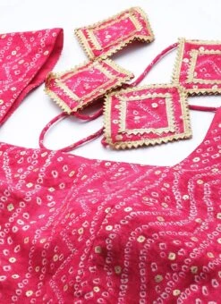 Dupatta From Pink Bandhani Printed Rayon Gown With Dupatta Set After Six Wear -Indo Clothing Shop Pink Bandhani Printed Rayon Gown With Dupatta Set IWBS02302293 rrc1