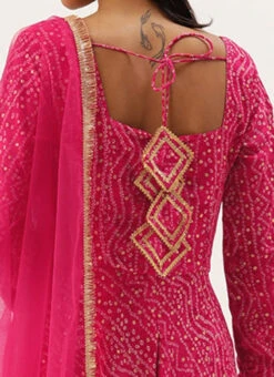 Dupatta From Pink Bandhani Printed Rayon Gown With Dupatta Set After Six Wear -Indo Clothing Shop Pink Bandhani Printed Rayon Gown With Dupatta Set IWBS02302293 rrc2