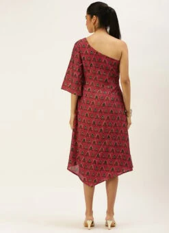 Pink Chanderi Art Silk Dress After Six Wear -Indo Clothing Shop Pink Chanderi Art Silk Dress DRBS02206247 b