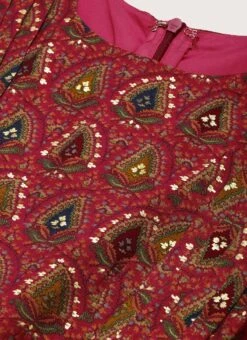 Pink Chanderi Art Silk Maxi Dress Festive Wear -Indo Clothing Shop Pink Chanderi Art Silk Maxi Dress DRBS02207321 rrc1