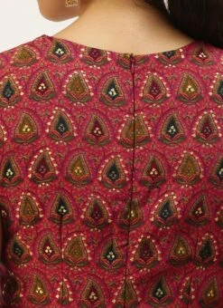 Pink Chanderi Art Silk Maxi Dress Festive Wear -Indo Clothing Shop Pink Chanderi Art Silk Maxi Dress DRBS02207321 rrc2