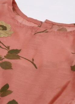 Pink Chanderi Silk Puff Sleeve Dress Festive Wear 12 Pink Chanderi Silk Puff Sleeve Dress Festive Wear -Indo Clothing Shop Pink Chanderi Silk Puff Sleeve Dress DRBS02012714 rrc1