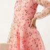 Pink Digital Printed Organza Knee Length Dress After Six Wear
