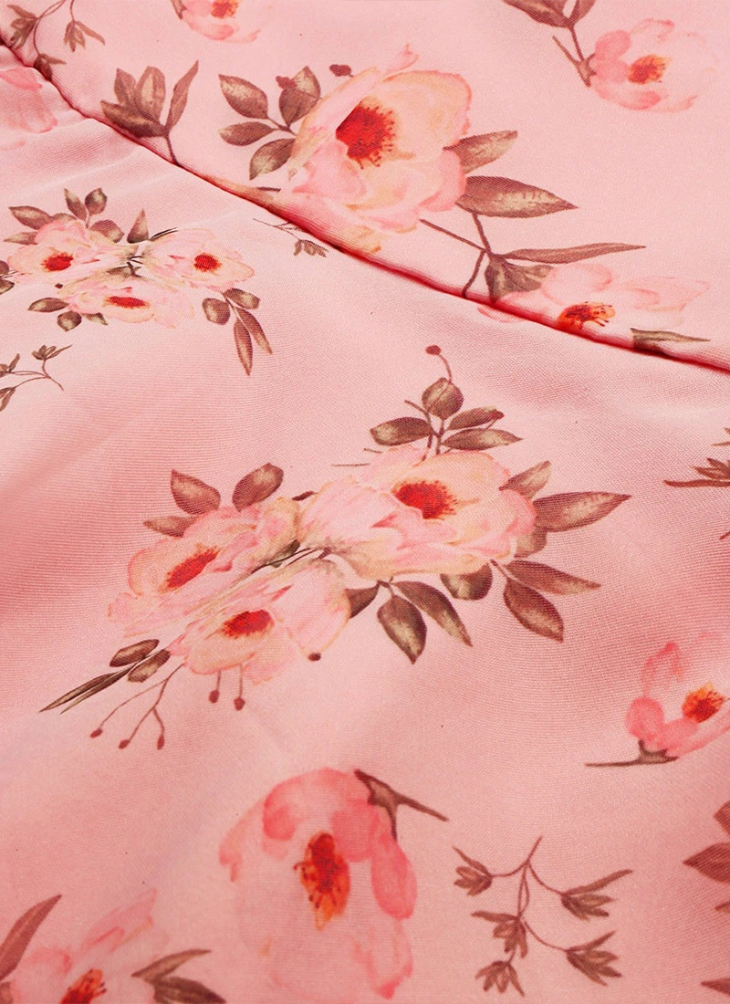 Pink Digital Printed Organza Knee Length Dress After Six Wear 5 Pink Digital Printed Organza Knee Length Dress After Six Wear - Image 5