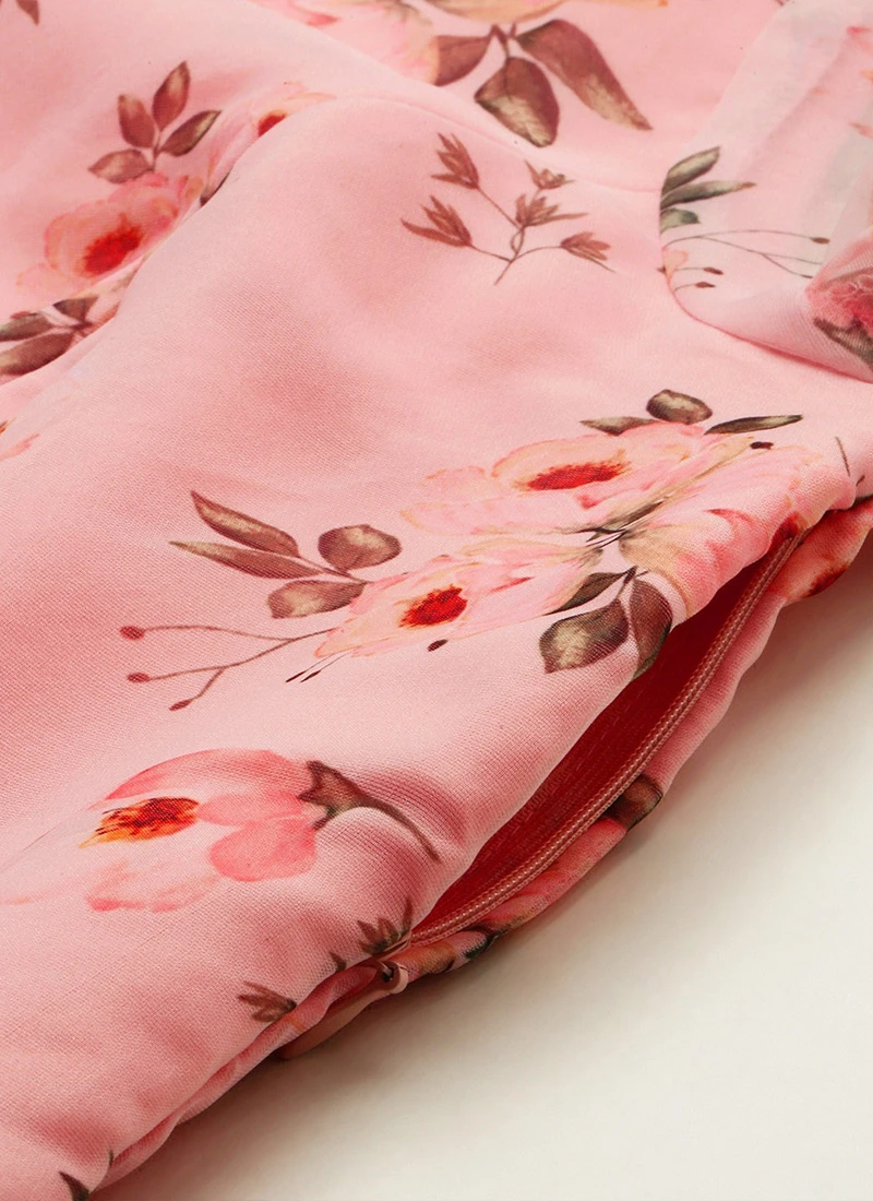 Pink Digital Printed Organza Knee Length Dress After Six Wear 6 Pink Digital Printed Organza Knee Length Dress After Six Wear - Image 6