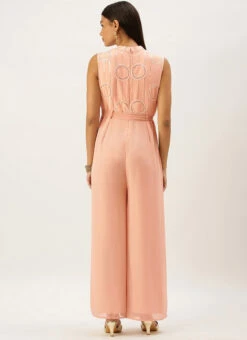 Pink Embroidered Collar Neck Jumpsuit Festive Wear 11 Pink Embroidered Collar Neck Jumpsuit Festive Wear -Indo Clothing Shop Pink Embroidered Collar Neck Jumpsuit DRBS02201256 b