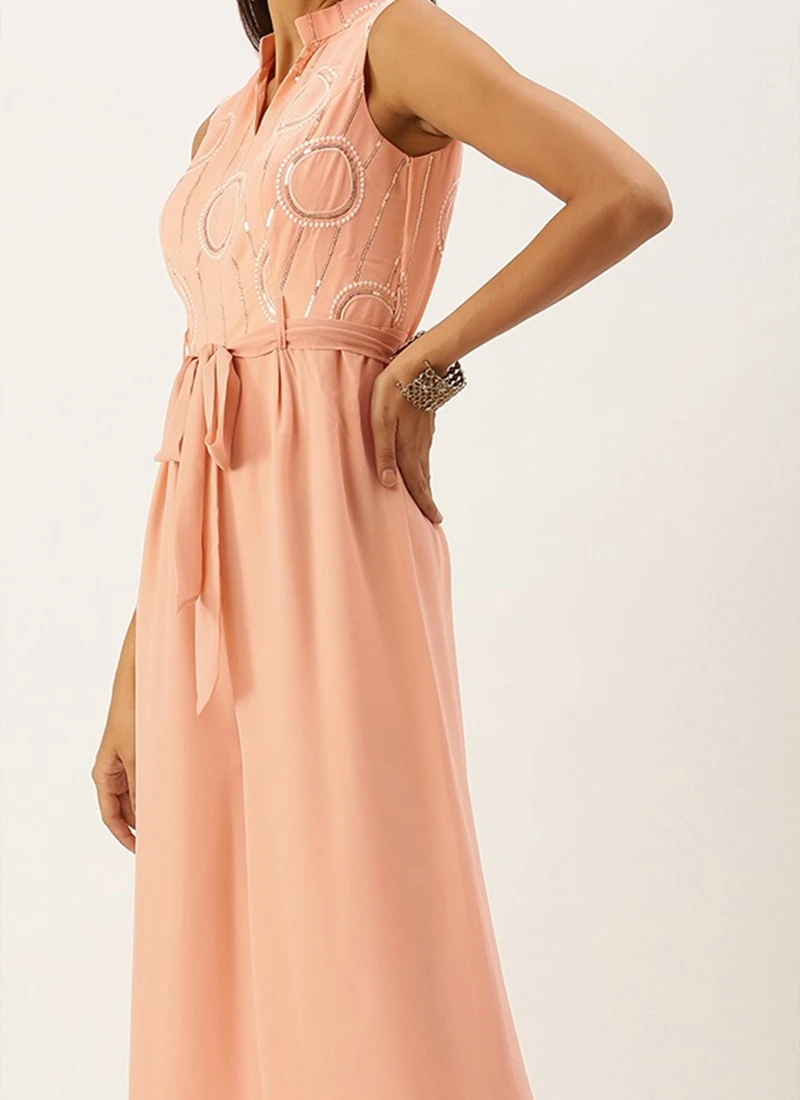 Pink Embroidered Collar Neck Jumpsuit Festive Wear 1 Pink Embroidered Collar Neck Jumpsuit Festive Wear