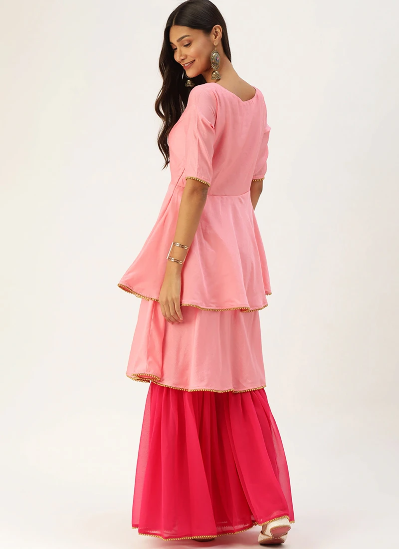 Pink Embroidered Gharara Set Festive Wear 4 Pink Embroidered Gharara Set Festive Wear - Image 4