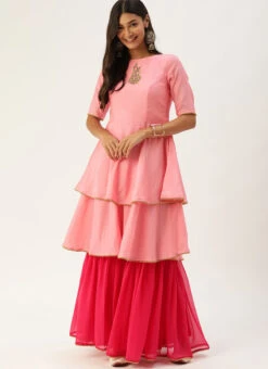 Pink Embroidered Gharara Set Festive Wear 9 Pink Embroidered Gharara Set Festive Wear -Indo Clothing Shop Pink Embroidered Gharara Set KSBS02012709 u
