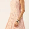 Pink Embroidered Pentagon Neck Style Gown Party Wear
