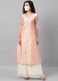 Pink Foil Calf Length Kurta Set After Six Wear -Indo Clothing Shop Pink Foil Calf Length Kurta Set KSBS02004548 u