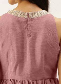 Pink Foil Print Chinnon N Beige Satin Kurta Sets After Six Wear -Indo Clothing Shop Pink Foil Print Chinnon N Beige Satin Kurta Sets KSBS02203483 rrc2