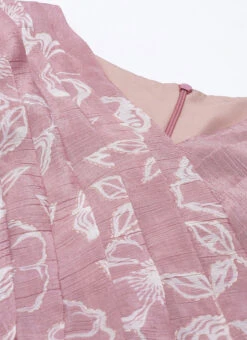Pink Foil Print Chinnon Pleated Yoke Dress Festive Wear -Indo Clothing Shop Pink Foil Print Chinnon Pleated Yoke Dress DRBS02111123 rrc1