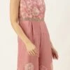 Pink Foil Print Chinon Jumpsuit Party Wear