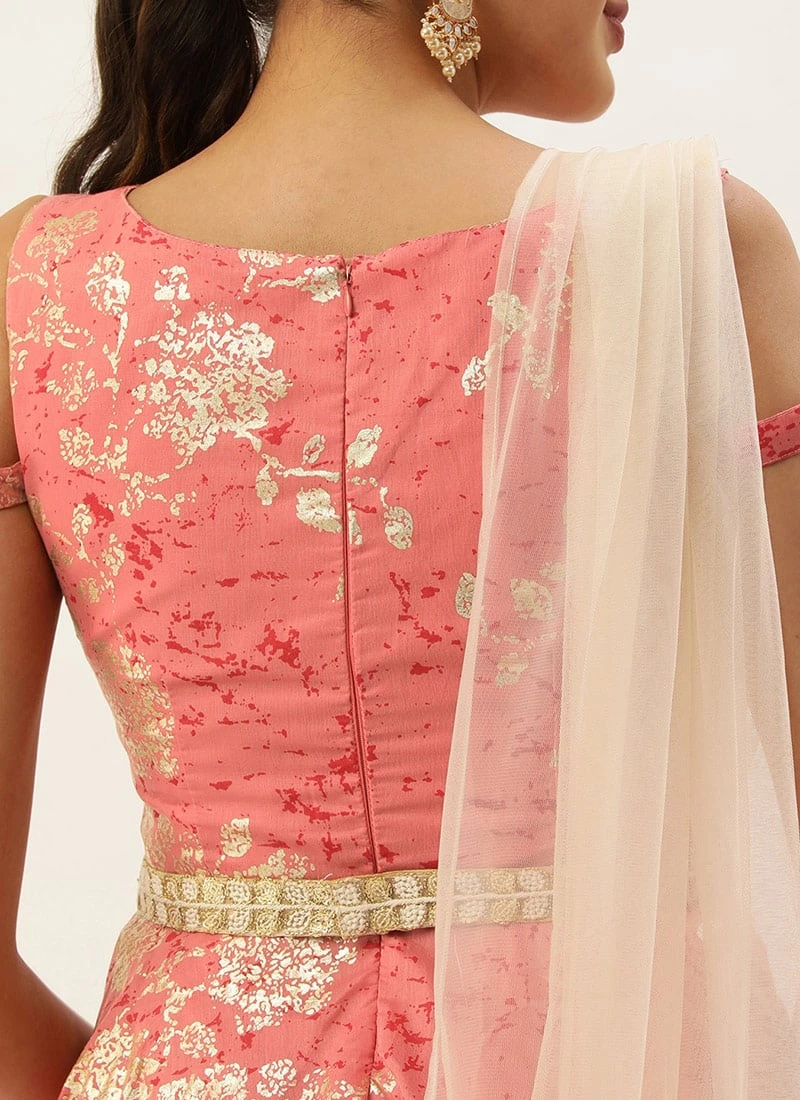 Dupatta From Pink Foil Printed Art Silk Gown After Six Wear 6 Dupatta From Pink Foil Printed Art Silk Gown After Six Wear - Image 6