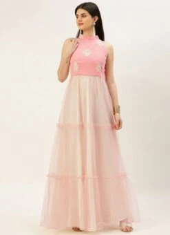 Pink Georgette Embroidered Dress Festive Wear -Indo Clothing Shop Pink Georgette Embroidered Dress DRBS02211137 u