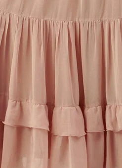 Pink Georgette Tiered Skirt Party Wear -Indo Clothing Shop Pink Georgette Tiered Skirt WBBS02307544 rrc4