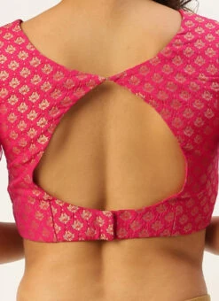 Pink Jacquard Art Silk Keyhole Style Blouse Festive Wear -Indo Clothing Shop Pink Jacquard Art Silk Keyhole Style Blouse BLBS02305205 rrc2