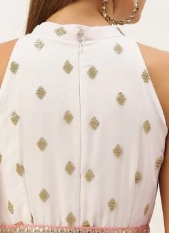 Pink N White Embroidered Handkerchief Gown Party Wear -Indo Clothing Shop Pink N White Embroidered Handkerchief Gown IWBS02105331 rrc2