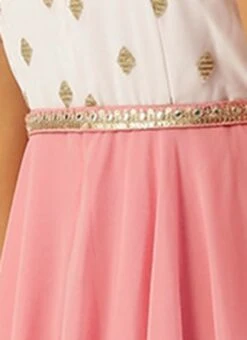 Pink N White Embroidered Handkerchief Gown Party Wear -Indo Clothing Shop Pink N White Embroidered Handkerchief Gown IWBS02105331 rrc3