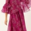 Pink Organza Foil Printed Dress Party Wear