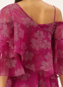 Pink Organza Foil Printed Dress Party Wear 13 Pink Organza Foil Printed Dress Party Wear -Indo Clothing Shop Pink Organza Foil Printed Dress DRBS02209819 rrc2
