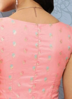 Pink Organza Jacquard Maxi Dress Festive Wear -Indo Clothing Shop Pink Organza Jacquard Maxi Dress DRBS02301035 rrc2