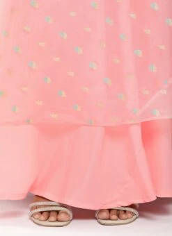Pink Organza Jacquard Maxi Dress Festive Wear -Indo Clothing Shop Pink Organza Jacquard Maxi Dress DRBS02301035 rrc4
