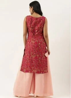 Pink Printed Boat Neck Kurta Set Festive Wear 11 Pink Printed Boat Neck Kurta Set Festive Wear -Indo Clothing Shop Pink Printed Boat Neck Kurta Set KSBS02012728 b