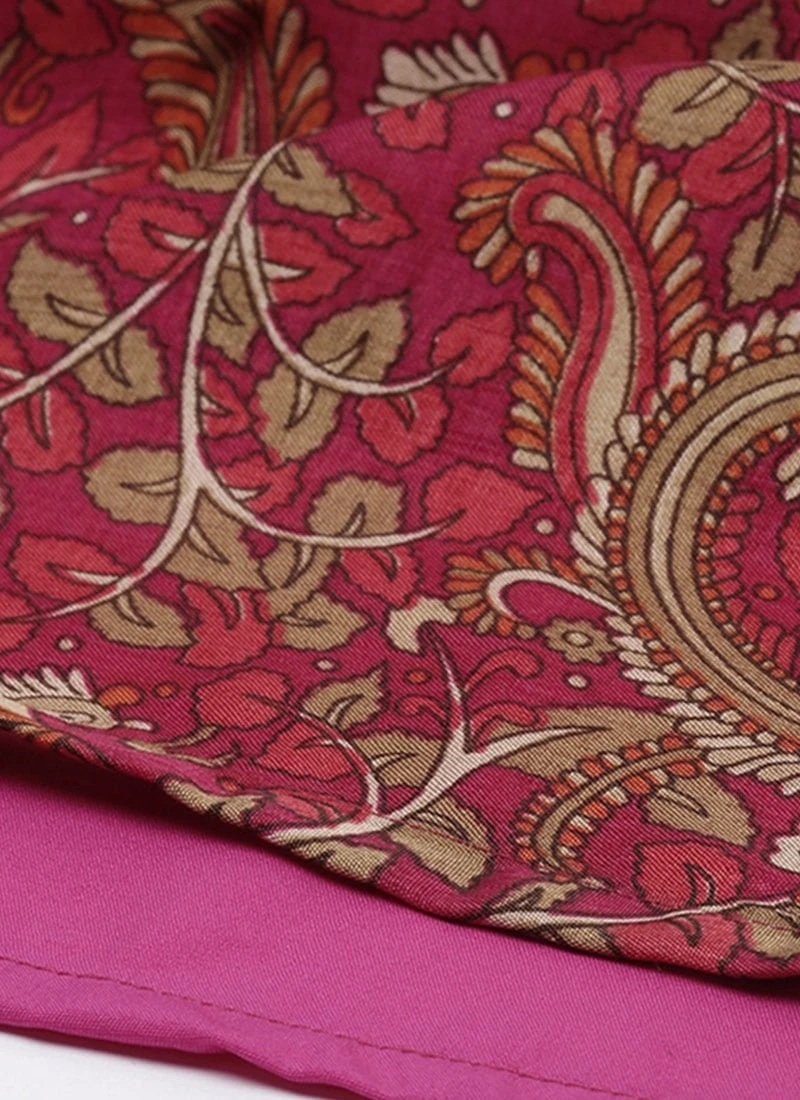 Pink Printed Boat Neck Kurta Set Festive Wear 8 Pink Printed Boat Neck Kurta Set Festive Wear - Image 8