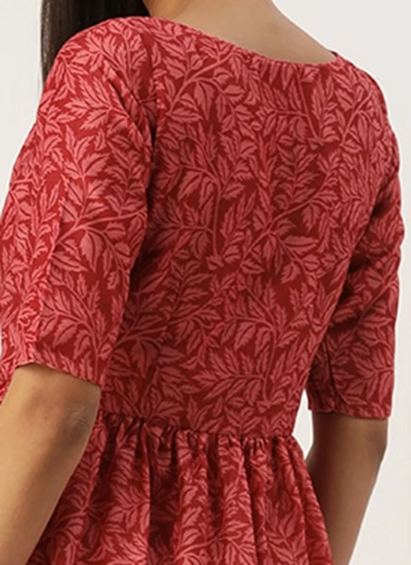 Pink Printed Cotton Gathered Calf Length Dress After Six Wear 6 Pink Printed Cotton Gathered Calf Length Dress After Six Wear - Image 6