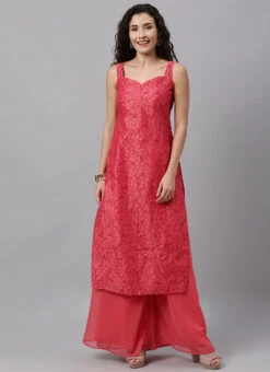 Pink Printed Kurta N Pink Palazzo Sets Festive Wear 10 Pink Printed Kurta N Pink Palazzo Sets Festive Wear -Indo Clothing Shop Pink Printed Kurta N Pink Palazzo Sets KSBS02001367 u