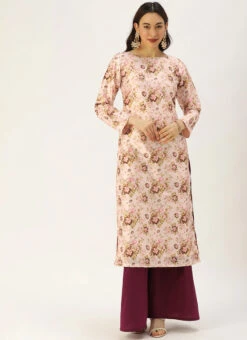 Pink Printed Top N Dark Purple Kurta Set After Six Wear 9 Pink Printed Top N Dark Purple Kurta Set After Six Wear -Indo Clothing Shop Pink Printed Top N Dark Purple Kurta Set KSBS02104205 u