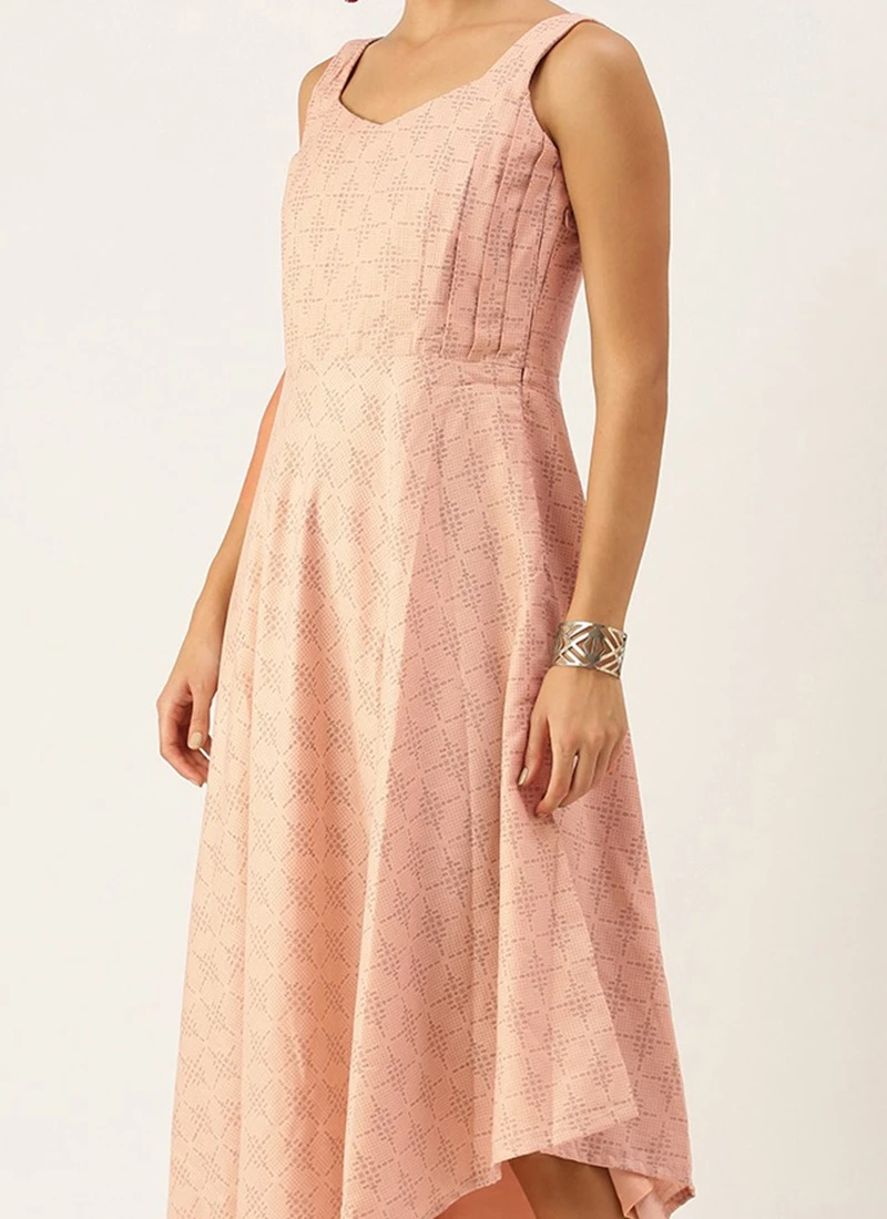 Pink Rayon High N Low Pleated Yoke Dress After Six Wear 1 Pink Rayon High N Low Pleated Yoke Dress After Six Wear