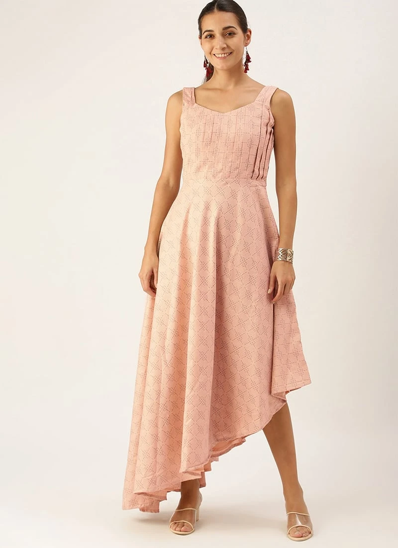 Pink Rayon High N Low Pleated Yoke Dress After Six Wear 3 Pink Rayon High N Low Pleated Yoke Dress After Six Wear - Image 3