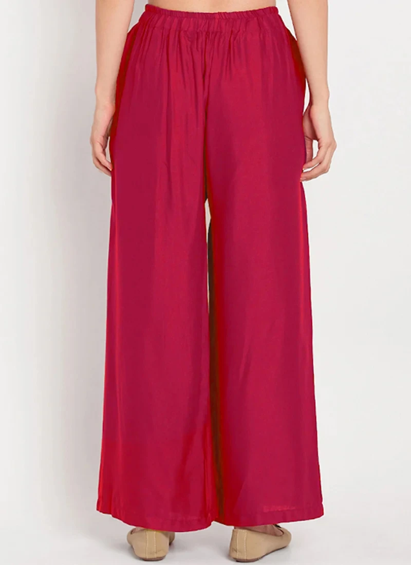 Pink Rayon Palazzo Pant Work Wear 4 Pink Rayon Palazzo Pant Work Wear - Image 4
