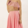 Pink Sequin Embroidered One Shoulder Gown Party Wear