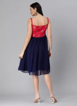 Pink Taffeta Jacquard N Navy Blue Dress Festive Wear 11 Pink Taffeta Jacquard N Navy Blue Dress Festive Wear -Indo Clothing Shop Pink Taffeta Jacquard N Navy Blue Dress DRBS02205006 b